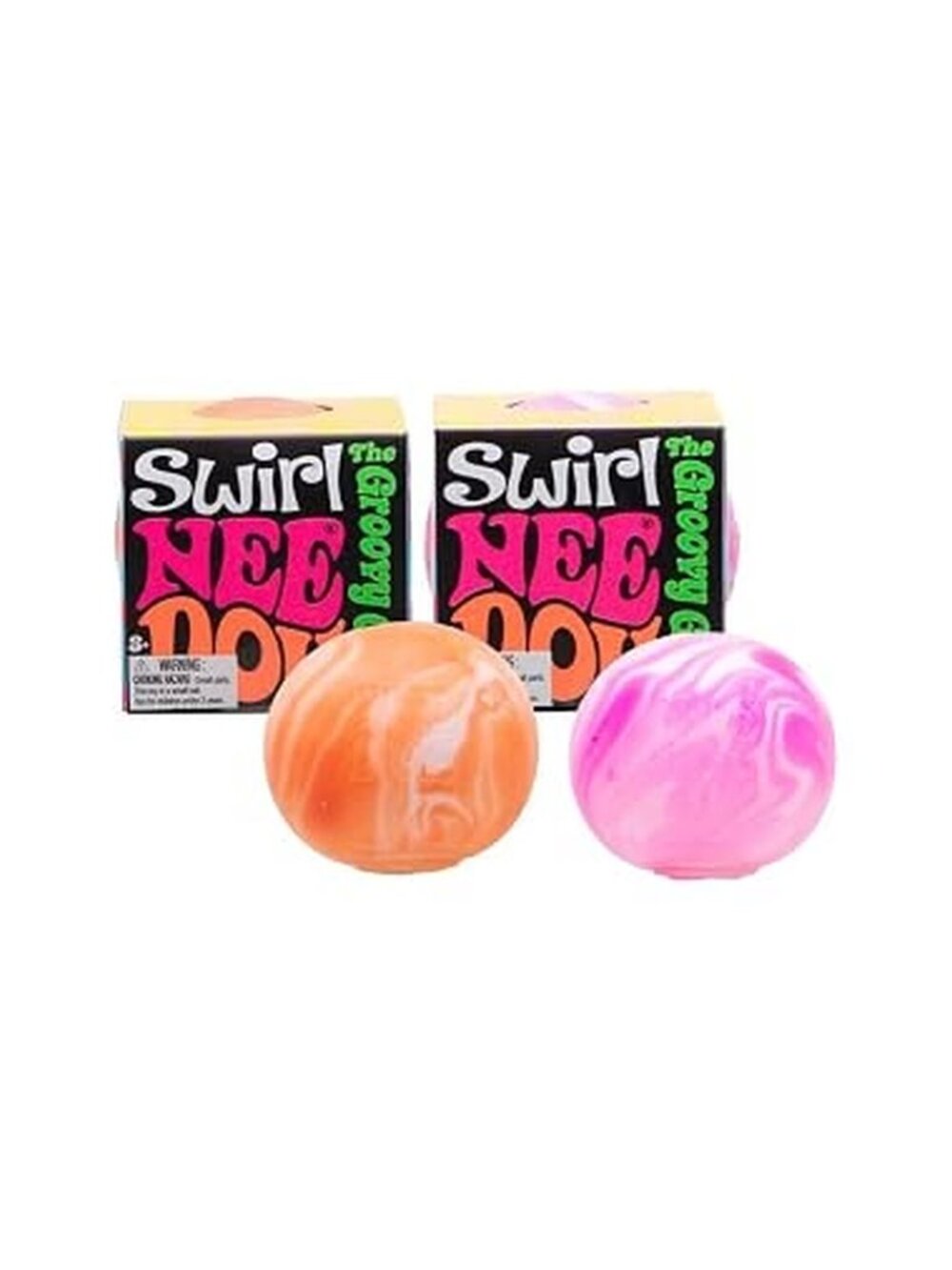 Set of 2 Teenie NeeDoh The Groovy Glob Swirl - (Orange & Pink) - NIB!